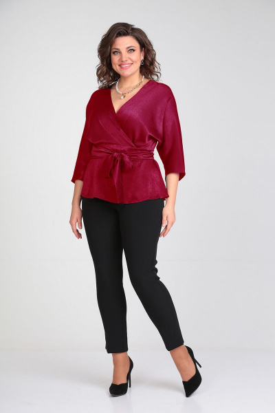 Летняя блуза с многофункциональным вырезом и резинкой Таир-Гранд 62426 марсала - фото 2