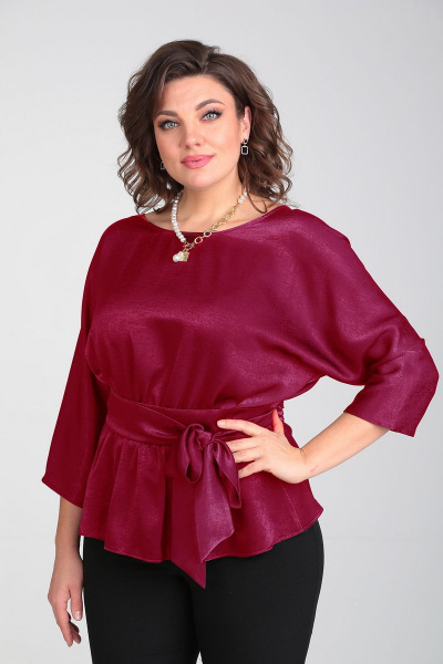 Летняя блуза с многофункциональным вырезом и резинкой Таир-Гранд 62426 марсала - фото 5