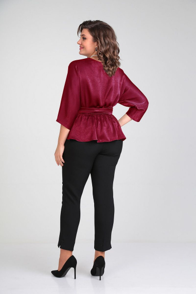Летняя блуза с многофункциональным вырезом и резинкой Таир-Гранд 62426 марсала - фото 4