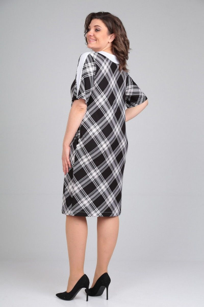 Платье из вискозы с V-образным вырезом и отделочной тканью Диомант 1871 - фото 6