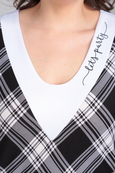 Платье из вискозы с V-образным вырезом и отделочной тканью Диомант 1871 - фото 5