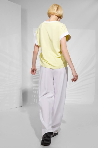 Летний джемпер oversize из хлопка с принтом Rivoli 2338 жёлтый - фото 4