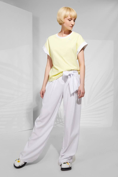 Летний джемпер oversize из хлопка с принтом Rivoli 2338 жёлтый - фото 3