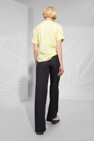 Двухшовный джемпер из ткани с принтом и oversize силуэтом Rivoli 2330 жёлтый - фото 2