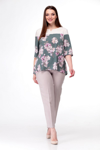 Блуза летняя из текстиля с кокеткой и длинным рукавом Talia fashion Бл-81-2 - фото 1