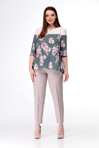 Блуза летняя из текстиля с кокеткой и длинным рукавом Talia fashion Бл-81-2 - фото 2