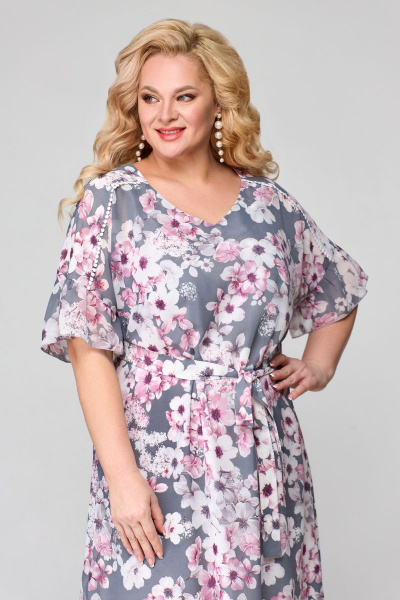 Платье Мишель стиль 1124 серо-розовый - фото 8