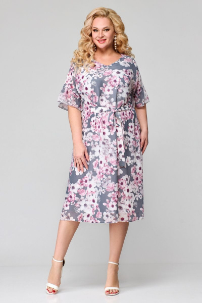 Платье Мишель стиль 1124 серо-розовый - фото 6