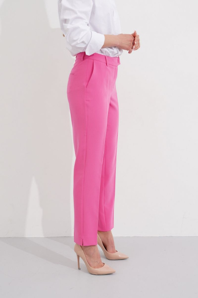 Брюки прямые с разрезами и высокой талией Ketty К-01960 розовый - фото 2