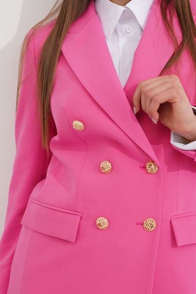 Двубортный жакет из вискозы с золотыми пуговицами для делового стиля Ketty К-03430 розовый - фото 2