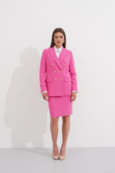 Двубортный жакет из вискозы с золотыми пуговицами для делового стиля Ketty К-03430 розовый - фото 4
