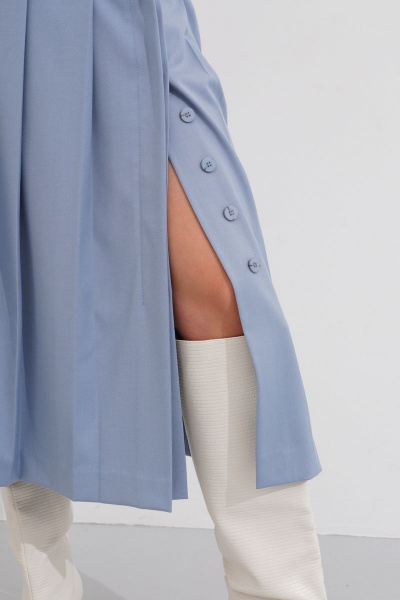 Юбка из текстиля с разрезом и поясом миди Ketty К-06250 голубой - фото 6