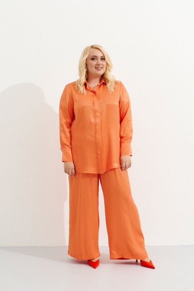 Широкие вискозные брюки свободного кройя для летних образов Ketty К-05960w оранжевый - фото 5