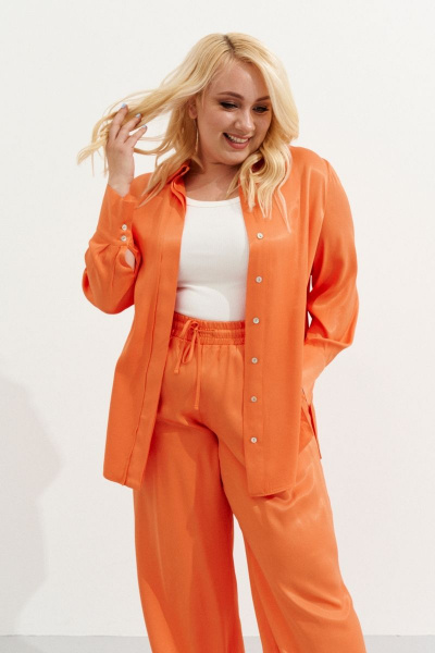 Широкие вискозные брюки свободного кройя для летних образов Ketty К-05960w оранжевый - фото 4