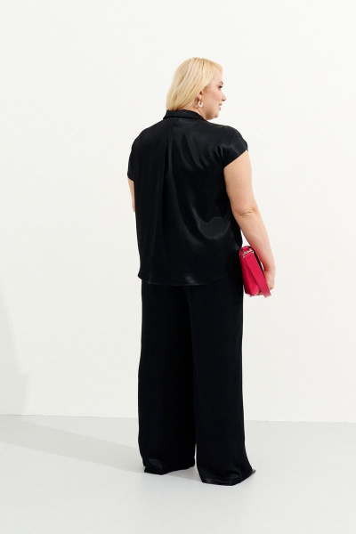 Вискозные брюки свободные с завышенной талией Ketty К-05960w черный - фото 4