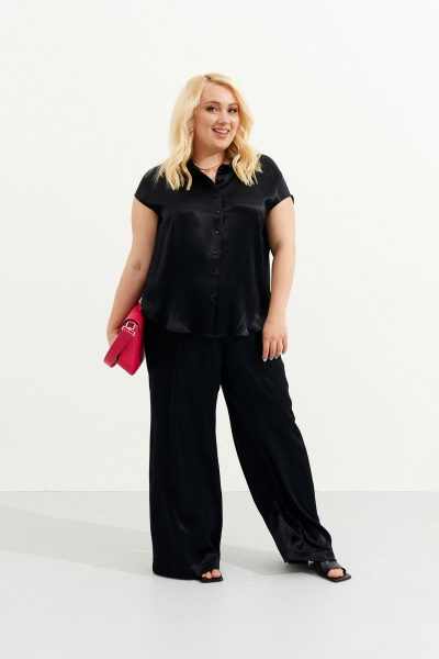 Вискозные брюки свободные с завышенной талией Ketty К-05960w черный - фото 1
