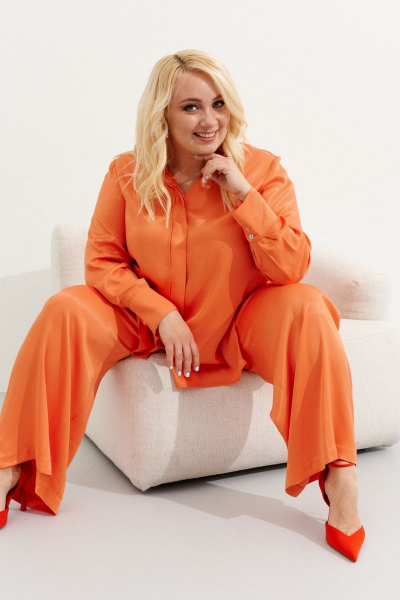 Рубашка свободного кроя из вискозы для кэжуал образов Ketty К-06040w оранжевый - фото 14