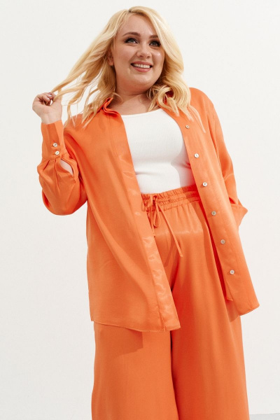 Рубашка свободного кроя из вискозы для кэжуал образов Ketty К-06040w оранжевый - фото 13