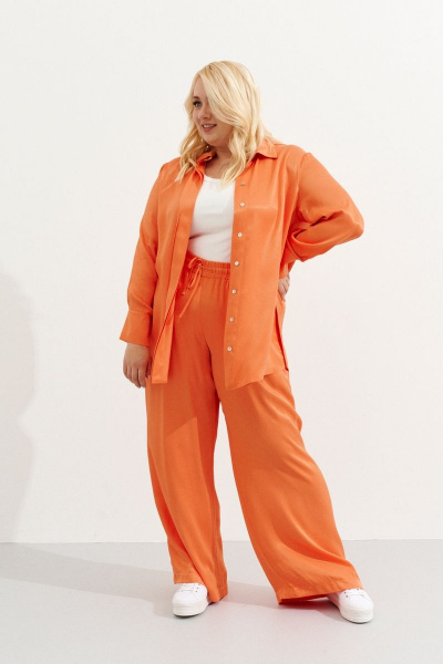 Рубашка свободного кроя из вискозы для кэжуал образов Ketty К-06040w оранжевый - фото 12