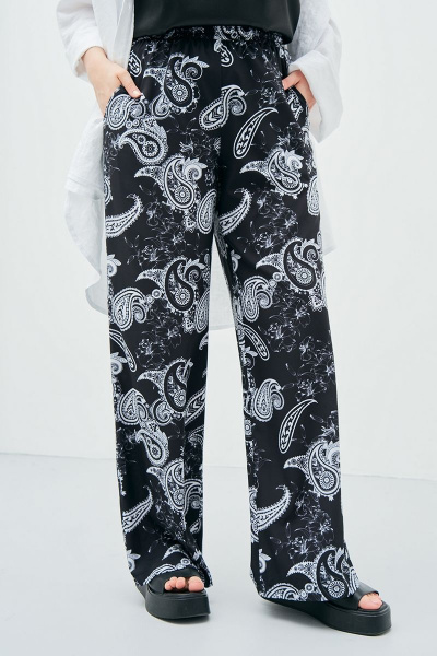 Брюки прямого силуэта из вискозы с карманами Art Ribbon M3862B - фото 1