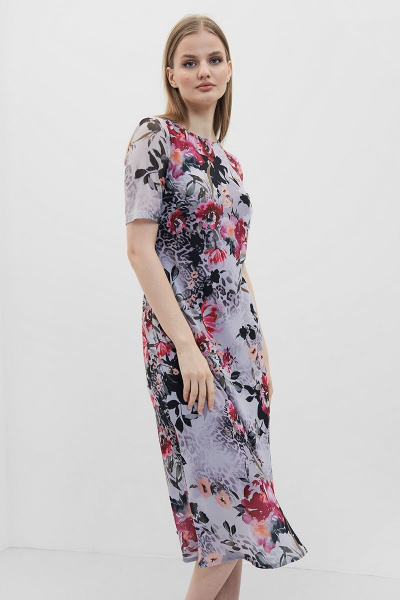 Платье миди прилегающего силуэта из вискозы с рукавом сетка Art Ribbon M3909P - фото 2