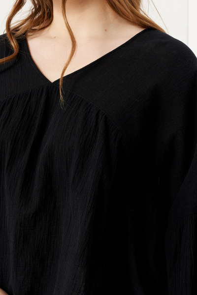 Блуза из хлопка с широкими плечами, стиль на каждый день Панда 131140w черный - фото 3