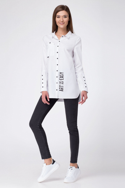 Миди из легкого текстиля с плавными волнами и свободным кроем Панда 40740z белый - фото 1