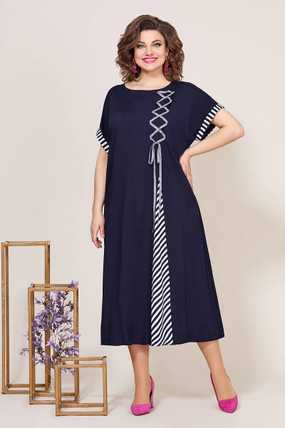 Платье на каждый день из штапеля с асимметричным подрезом Mira Fashion 5248-2 - фото 1