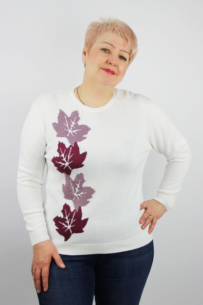 Джемпер с рисунком и однотонной спинкой на демисезон Полесье С0449-15 6С0177-Д43 158,164 отбеленный - фото 1