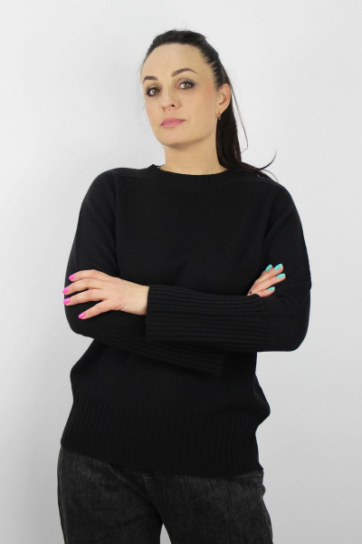 Джемпер реглан-погон из трикотажа для демиса Полесье С1379-22 3С8774-Д43 170,176 глубокий_черный - фото 1