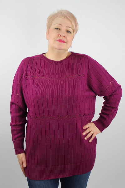 Джемпер фиолетовый регуляреный прямой силуэт с реглан-пагон Полесье С1410-22 3С3010-Д43 170,176 мадера - фото 1