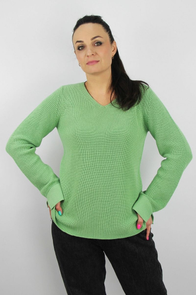 Джемпер зеленый регуляреный прямой силуэт для демисезона Полесье С1419-22 3С3048-Д43 158,164 киви - фото 1