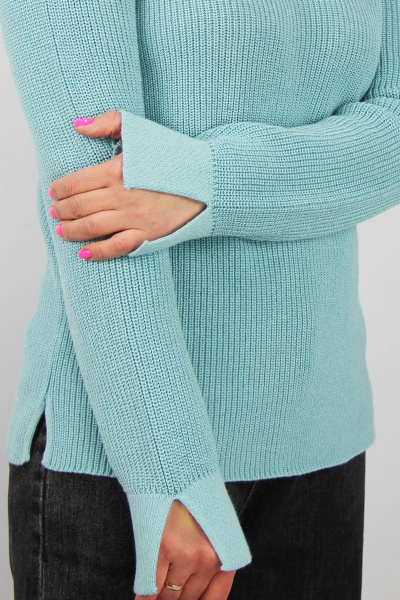 Джемпер прямого силуэта с длинным рукавом хлопковый бирюзовый для демисезона Полесье С1419-22 3С3048-Д43 170,176 морской_ангел - фото 3