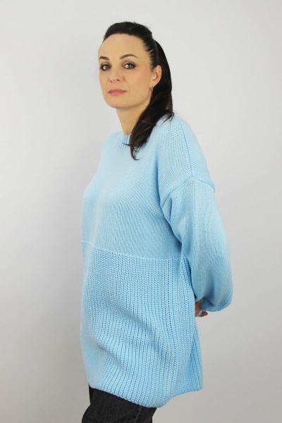 Джемпер прямой из трикотажа с рубашечным рукавом Полесье С1426-22 3С8775-Д43 158,164 небесно-голубой - фото 2