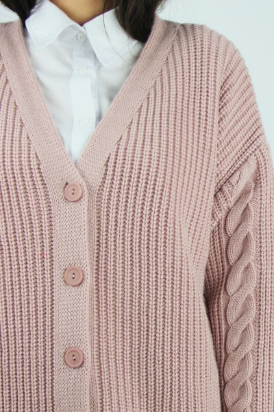 Розовый жакет из шерсти с застежкой и карманами Полесье С2686-22 2С5083-Д43 158,164 розовый_дым - фото 3