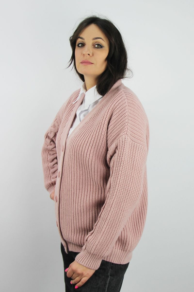 Розовый жакет из шерсти с застежкой и карманами Полесье С2686-22 2С5083-Д43 158,164 розовый_дым - фото 2