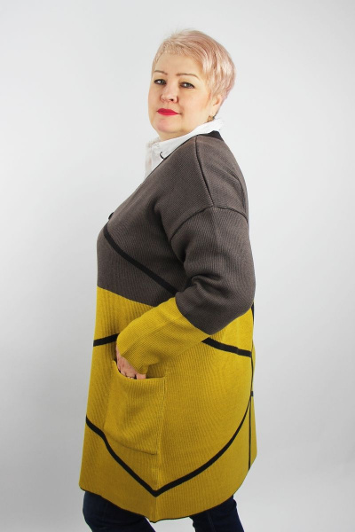 Жакет с длинным рукавом и карманами вязаный трикотаж Полесье С2687-22 2С5281-Д43 170,176 перчинка - фото 2