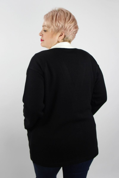 Жакет вязаный трикотаж с застежкой на пуговицы V-образный вырез Полесье С2748-22 3С3025-Д43 158,164 черный - фото 3