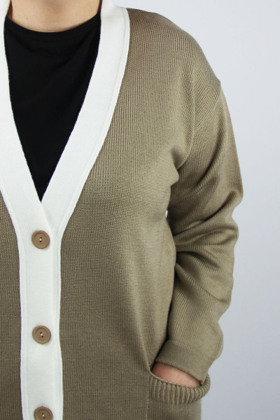 Жакет вязаный трикотаж с застежкой и карманами на пуговицах Полесье С2748-22 3С3025-Д43 158,164 ясень - фото 3