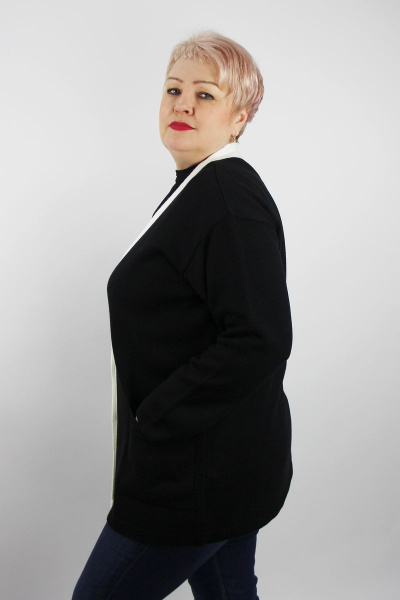 Жакет вязаный трикотаж с карманами и V-образным вырезом Полесье С2748-22 3С3025-Д43 170,176 черный - фото 2