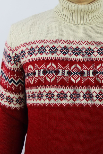 Свитер вязаный бежевый красный демисезонный на каждый день Полесье С3145-22 2С8757-Д43 170,176 жемчуг - фото 3