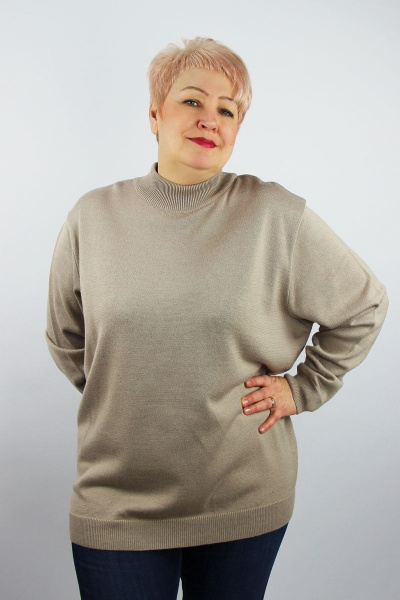 Бежевый хлопковый свитер с регланом и воротником-стойка Полесье С3708-22 2С5271-Д43 170,176 бежевый - фото 1
