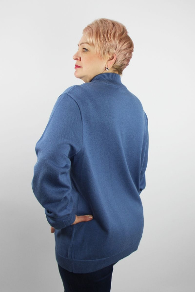 Синий хлопковый свитер с регланом и воротником-стойка Полесье С3708-22 2С5271-Д43 170,176 габардин - фото 3