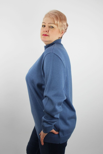 Синий хлопковый свитер с регланом и воротником-стойка Полесье С3708-22 2С5271-Д43 170,176 габардин - фото 2