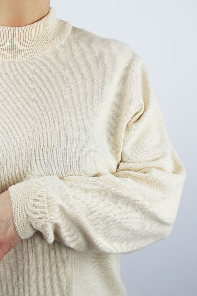 Бежевый хлопковый свитер с регланом и воротником-стойка Полесье С3708-22 2С5271-Д43 170,176 сафари - фото 3