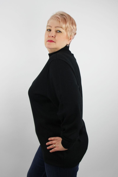 Черный хлопковый свитер с регланом и воротником-стойка Полесье С3708-22 2С5271-Д43 170,176 черный_антрацит - фото 2