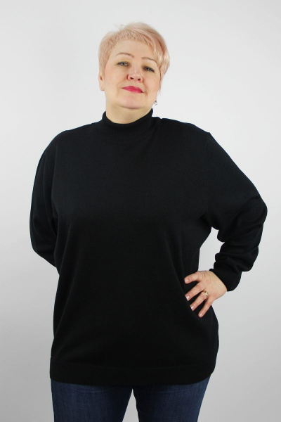 Черный хлопковый свитер с регланом и воротником-стойка Полесье С3708-22 2С5271-Д43 170,176 черный_антрацит - фото 1