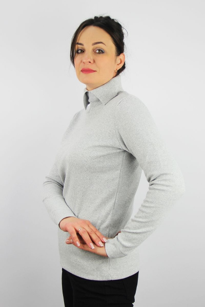 Демисезонный вязаный свитер второго слоя с разрезом Полесье С3716-23 3С3016-Д43 158,164 св.серый_меланж - фото 2