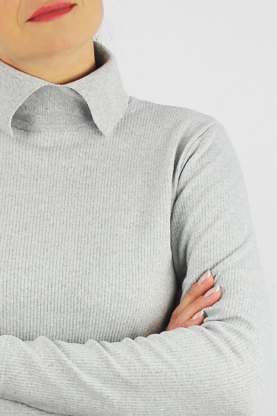 Демисезонный вязаный свитер второго слоя с разрезом Полесье С3716-23 3С3016-Д43 170,176 св.серый_меланж - фото 3