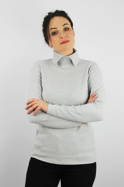 Демисезонный вязаный свитер второго слоя с разрезом Полесье С3716-23 3С3016-Д43 170,176 св.серый_меланж - фото 1